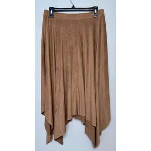 Vtg Sensational Collection Camel‎ Suede Asymmetrical Skirt Medium Boho Chic
